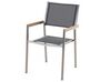 Gartenmöbel Set Glasplatte schwarz 180 x 90 cm 6-Sitzer Stühle Textilbespannung grau GROSSETO_677259