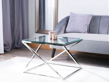 Glass Top Coffee Table Silver BEVERLY