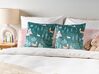 2 welurowe poduszki dekoracyjne dla dzieci z motywem lasu 45 x 45 cm miętowe FOOTHILL_879445