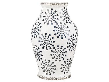 Kameninová váza na květiny 25 cm bílá/ tmavomodrá NEMEA