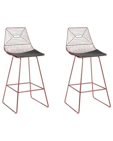 Set of 2 Metal Bar Chairs Rose Gold BISBEE