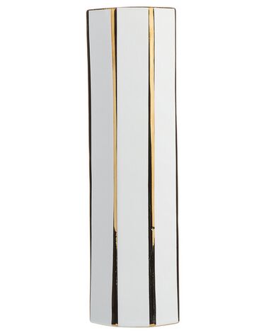 Kukkamaljakko keraaminen valkoinen/kulta 40 cm ESTELLA