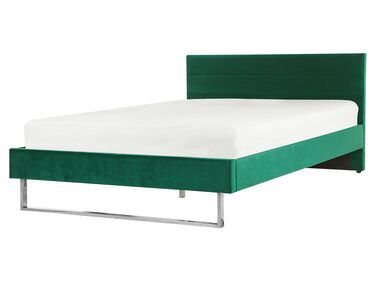 Łóżko welurowe 160 x 200 cm zielone BELLOU