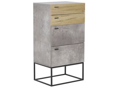 4 Drawer Chest Concrete Effect with Light Wood ACRA