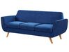 Velvet 3-Seater Sofa Cover Blue BERNES_792964