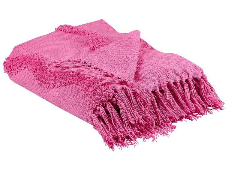 Manta de algodón rosa 125 x 150 cm KHARI_839576
