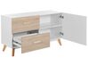 Sideboard weiß / heller Holzfarbton 2 Schubladen Schrank FILI_802866