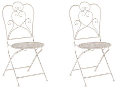 Set of 2 Metal Garden Folding Chairs Beige TRIESTE