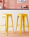 Set of 2 Steel Stools 76 cm Yellow with Gold CABRILLO_705323