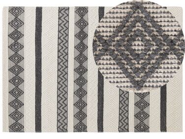 Teppich Wolle beige / grau 160 x 230 cm geometrisches Muster Kurzflor DAVUTLAR