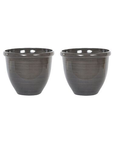Set di 2 vasi in pietra marrone scuro ⌀ 40 cm TESALIA
