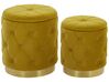 Set of 2 Storage Pouffes Mustard PUEBLO_772508