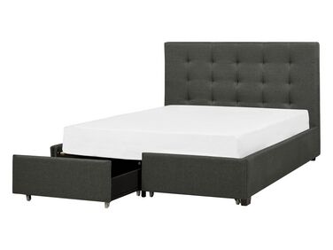 Čalúnená posteľ s úložným priestorom 140 x 200 cm tmavosivá LA ROCHELLE