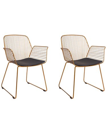 Set of 2 Metal Accent Chairs Gold APPLETON