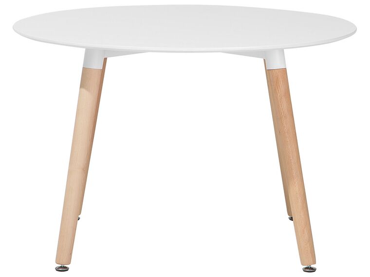 Mesa de jantar branca com pernas de madeira ⌀ 120 cm BOVIO_713255