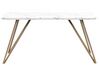  Dining Table 150 x 80 cm Marble Effect White with Gold MOLDEN_790636