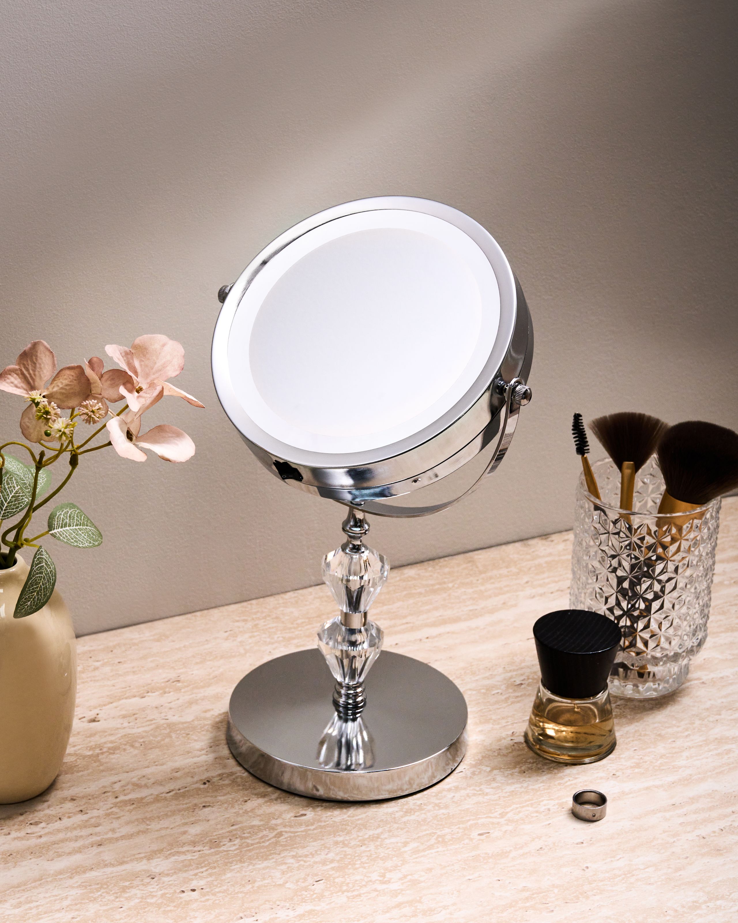 Espelho de maquilhagem LED prateado ø 20 cm LAON