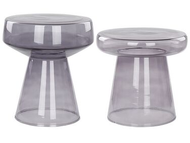Set med 2 sidobord glas grå LAGUNA/CALDERA