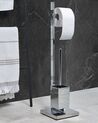 Freestanding Toilet Paper and Brush Holder Silver ULAPES _874054