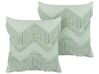 Set of 2 Cotton Cushions with Tassels 45 x 45 cm Light Green BACOPA_839936