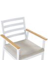 Conjunto de 4 cadeiras de jardim brancas com almofadas creme CAVOLI_818170