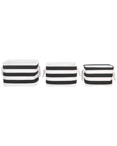 Set of 3 Fabric Baskets Black and White DARQAB