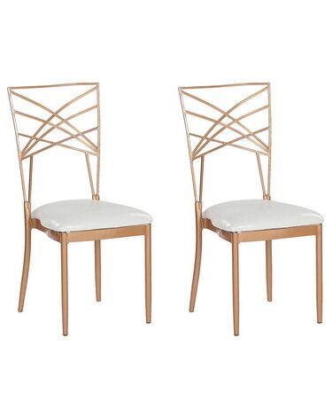 Conjunto de 2 sillas de comedor de metal rosa dorado/blanco GIRARD