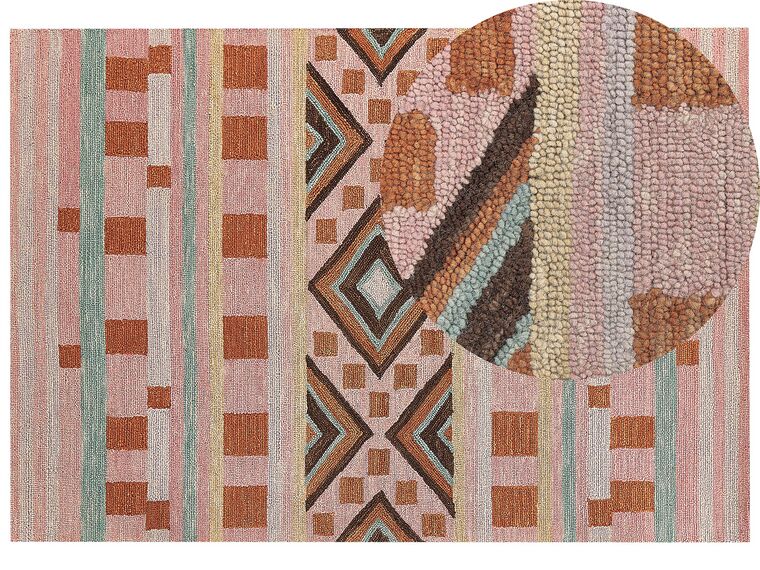Alfombra de lana marrón/verde/naranja/rosa 160 x 230 cm YOMRA_836403