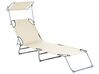 Steel Reclining Sun Lounger with Canopy Cream FOLIGNO_879087
