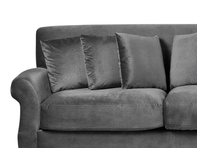 3 Seater Velvet Sofa Grey EIKE Beliani.co.uk