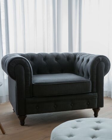 Fabric Armchair Graphite Grey CHESTERFIELD