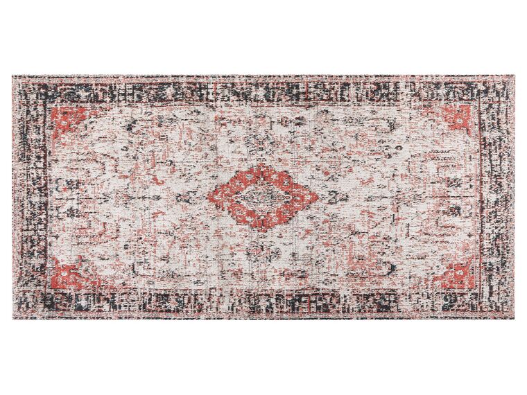 Teppich Baumwolle rot / beige 80 x 150 cm orientalisches Muster Kurzflor ATTERA_852129