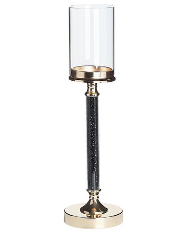 Glass Hurricane Candle Holder 48 cm Gold with Black ABBEVILLE