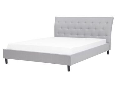 Fabric EU King Size Bed Grey SAVERNE