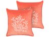 Conjunto de 2 almofadas decorativas com motivo de coral em veludo vermelho 45 x 45 cm NORI_892980