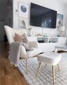 Boucle Wingback Chair with Footstool Off White VEJLE II_920217