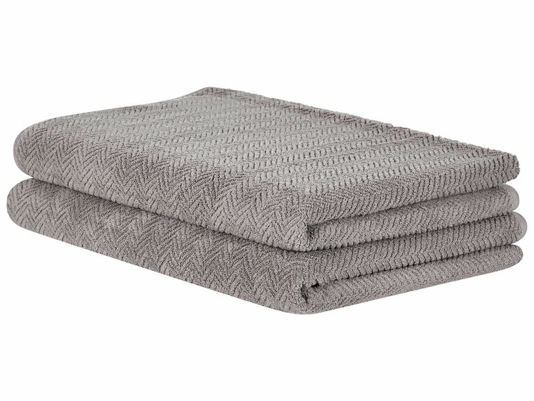 Conjunto de 2 toalhas em algodão cinzento MITIARO_841668