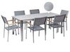 6 Seater Garden Dining Set Grey Glass Top with Grey Chairs COSOLETO/GROSSETO_881683