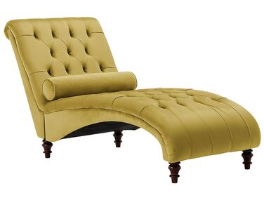 Chaise longue in velluto color giallo mostarda MURET