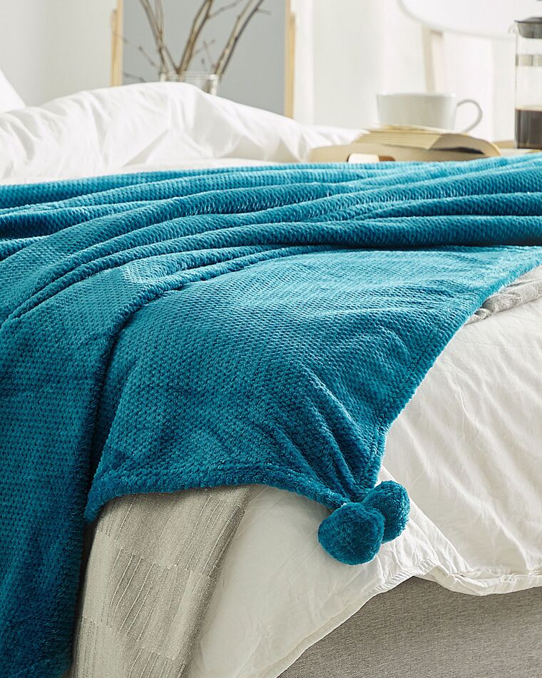 Blanket 150 x 200 cm Sea Blue SAITLER Beliani.co.uk