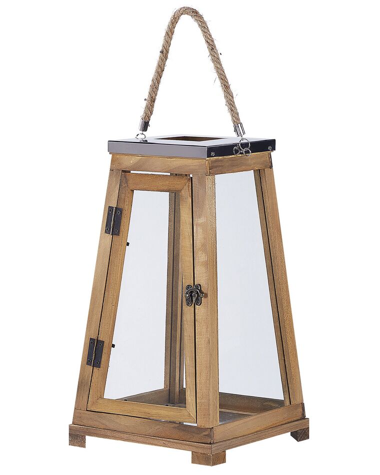 Lanterna de madeira de pinho castanha 39 cm PULAU_817896