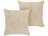 Set of 2 Faux Fur Cushions 45 x 45 cm Beige PILEA_839886