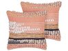 Set of 2 Cotton Cushions Striped Pattern 45 x 45 cm Orange DEUTZIA _843519