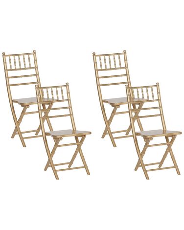 Set of 4 Wooden Chairs Gold MACHIAS
