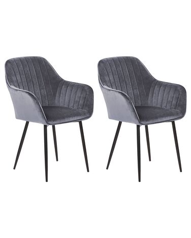 Set of 2 Velvet Dining Chairs Dark Grey WELLSTON II