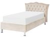 Sametová postel s úložným prostorem 90 x 200 cm béžová METZ_861389