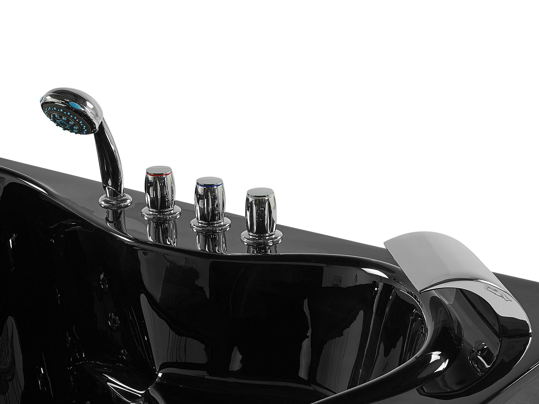 Bañera de hidromasaje esquinera con LED 146 cm negra TOCOA | Beliani.es