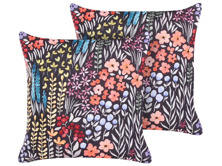 Set of 2 Outdoor Cushions Floral Motif 45 x 45 cm Multicolour CASTELARO_882767