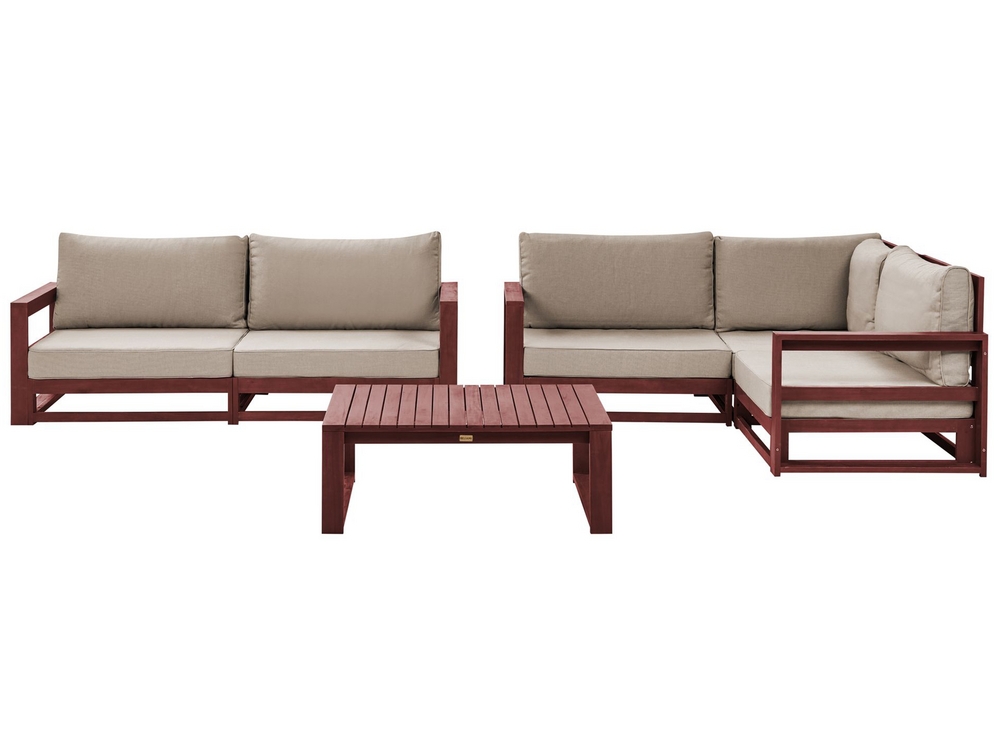4 Seater Certified Acacia Wood Garden Sofa Set Mahogany Brown