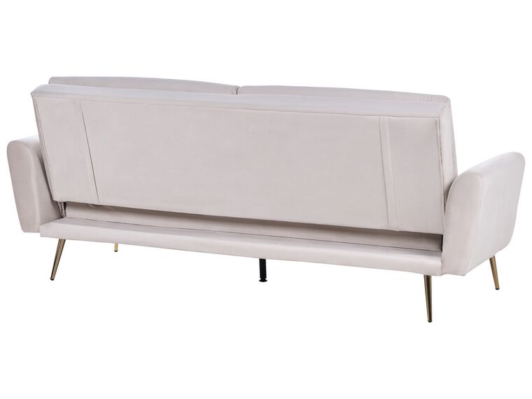 Canapé Convertible Velours Beige 3/4 Places (250x110cm) - Occasion état Correct